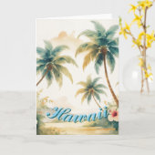 Carte Style Vintage Voyage Hawaïen Honolulu (Fleur jaune)