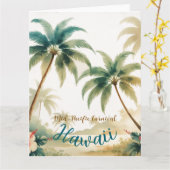 Carte Style Vintage Voyage Hawaïen Honolulu (Fleur jaune)