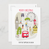 Carte stylisée Joyeux Noël Nom de Londres (Devant / Derrière)