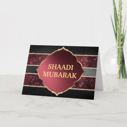 Carte Stylish Black and Red Shaadi Mubarak (Devant)