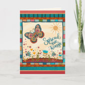 Carte Stylish Coloré Folk Fun Butterfly Grad (Devant)