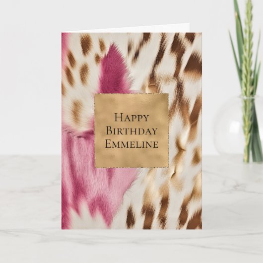 Carte Stylish Girly Rose White Gold Zebra (Devant)