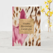 Carte Stylish Girly Rose White Gold Zebra (Fleur jaune)