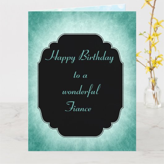 Carte Stylish moderne bleu Joyeux Anniversaire Fiancé (Fleur jaune)