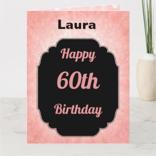 Carte Stylish Pink ajouter nom 60e anniversaire