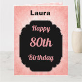Carte Stylish Pink ajouter nom 80th Birthday (Devant)