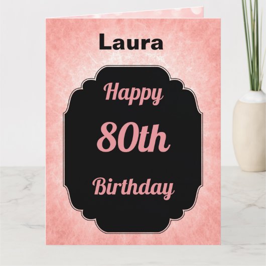 Carte Stylish Pink ajouter nom 80th Birthday (Devant)