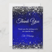 Carte Stylish royal bleu argent faux parties scintillant (Devant)