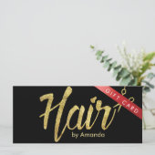 Carte Styliste de cheveux Gold Script Salon Certificats  (Debout devant)