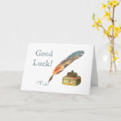 Carte Stylo de plume Bonne chance (Fleur jaune)