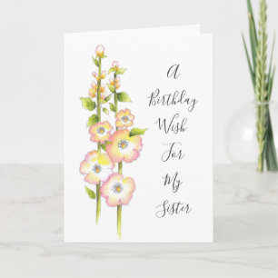 Carte Stylo et aquarelle Hollyhocks