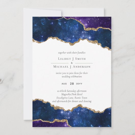 Carte Sublime Agate Blue Gold MARIAGE SUITE (Devant)