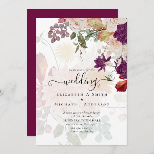Carte Sublime Mulberry orange Floral Mariage Suite (Devant / Derrière)