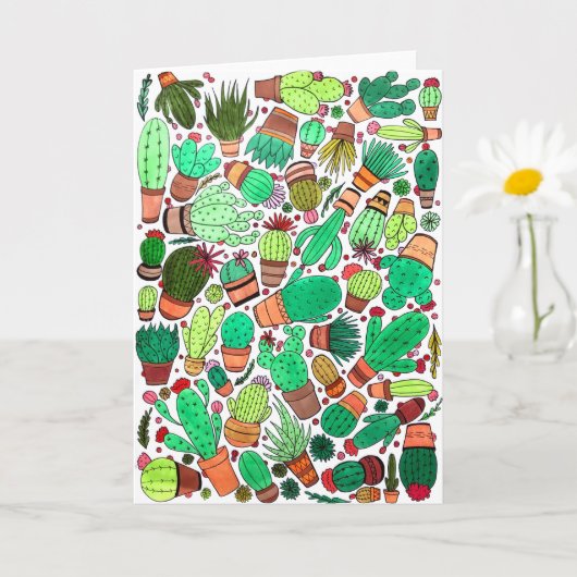 Carte Succulent Cactus Pots Plante Vert Cactus Jardin (Petite plante)