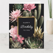 Carte Succulent et fleurs arrière - plan (Devant)