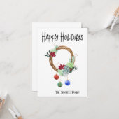 Carte Succulent Poinsettia Wreath Southwest Holiday (Devant/Arrière en situation)