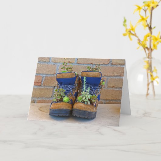 Carte Succulents dans les bottes d'anniversaire (Fleur jaune)