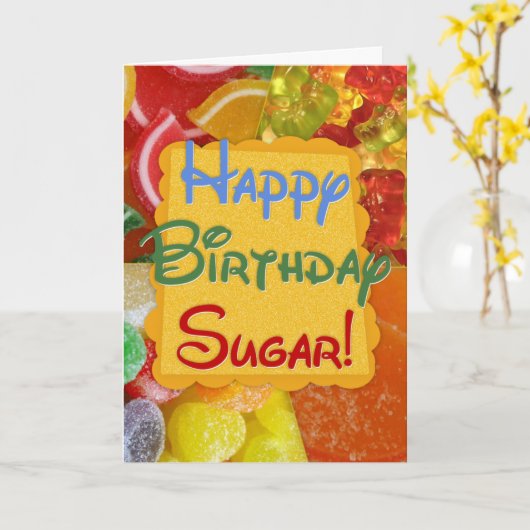 Carte Sucre de joyeux anniversaire ! (Fleur jaune)