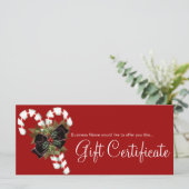 Carte Sucres de canne de certificat-cadeau & Bow rouge f (Debout devant)