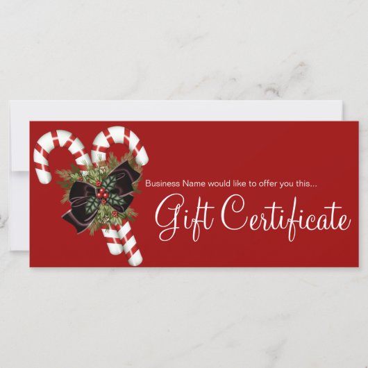 Carte Sucres de canne de certificat-cadeau & Bow rouge f (Devant)