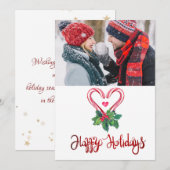 Carte Sucres de canne Holly Berry Photo Joyeux Noël (Devant / Derrière)