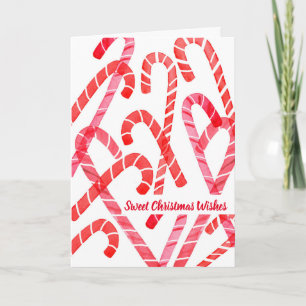 Carte Sucres de canne Noël Aquarelle Rouge