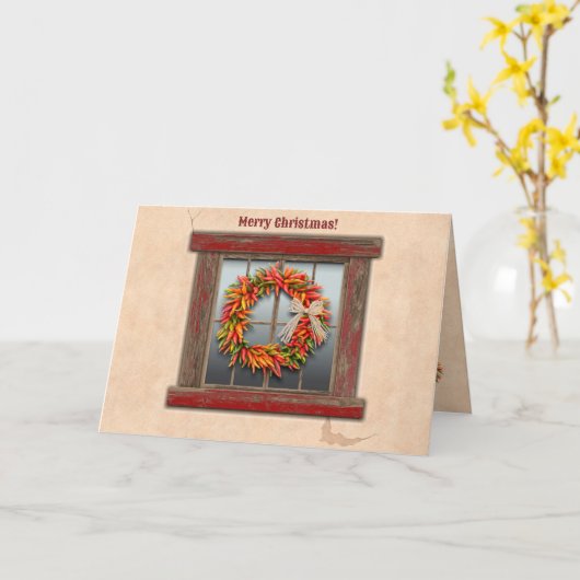 Carte Sud-Ouest Chili Wreath Russe Red Window Noël (Fleur jaune)