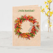Carte Sud-ouest du Chili Wreath Feliz Navidad Christmas (Fleur jaune)