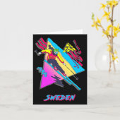 Carte Suède Vibrant Retro Ski Abstrait Design (Fleur jaune)