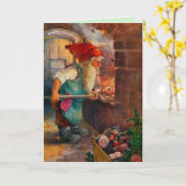 Carte Suédois Tomten ou Elfe Pâtissier de Noël (Fleur jaune)