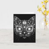 Carte Sugar Cat Skull Flower Artistic Design  (Fleur jaune)