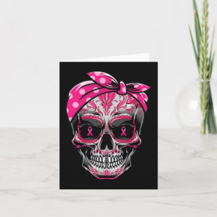 Carte Sugar Skull Cancer du sein Sensibilisation Pink Ri