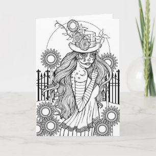 Carte Sugar Skull Couleur it Yself Halloween Art