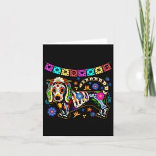 Carte Sugar Skull Mexican Dachshund Bone Halloween Day O