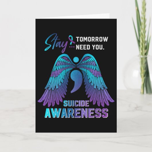 Carte Suicide Awareness Wings And Ribbon Suicide Prevent (Devant)