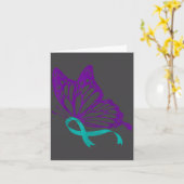 Carte Suicide Prevention Awareness Teal &amp; Purple Rib (Fleur jaune)