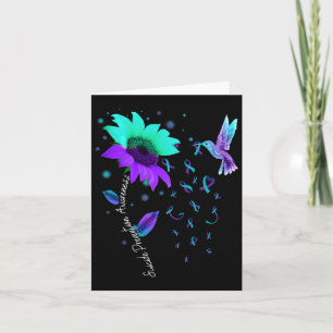 Carte Suicide turquoise Et Violet De Tournesol Hummingbi