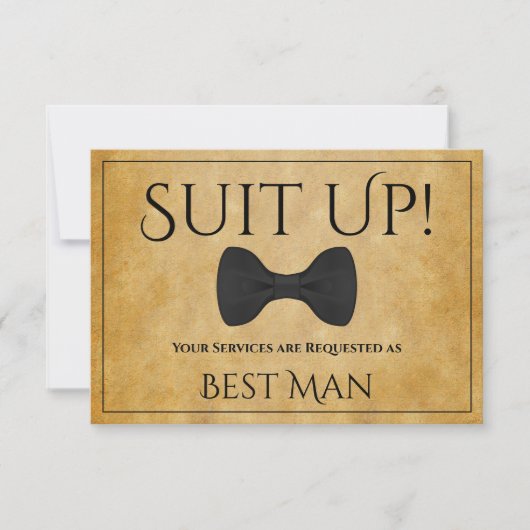 Carte Suit Be My Best Man Faux Parchment Card (Devant)