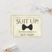 Carte Suit Be My Best Man Marbled Ivory (Devant/Arrière en situation)