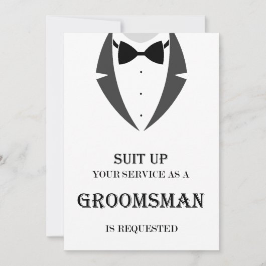 Carte Suit Be My Groomsman Proposition Card (Devant)