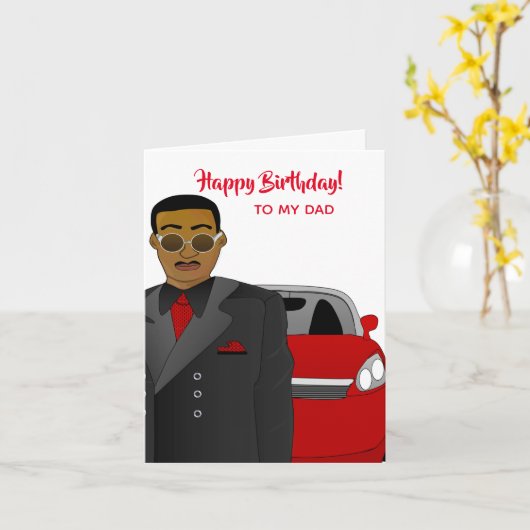 Carte Suit papa afro-américain, Cravate, Anniversaire (Fleur jaune)