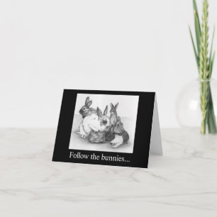 Carte Suivez les lapins de Pâques, ils ont le chocolat