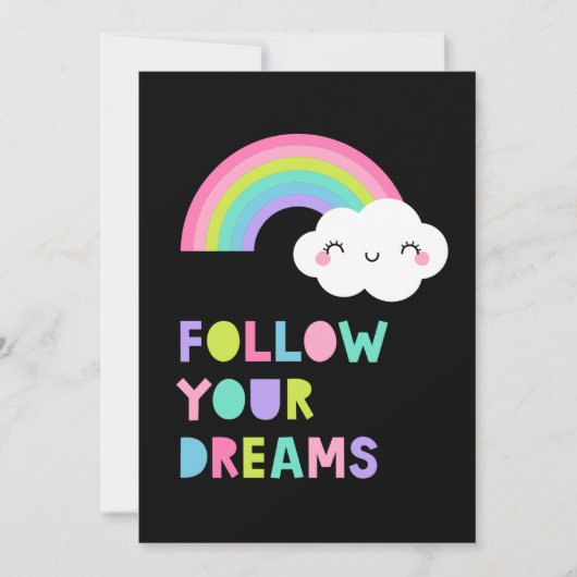Carte Suivez vos rêves Cute Rainbow Cloud (Devant)