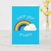 Carte Suivez vos rêves Kawaii Rainbow (Fleur jaune)
