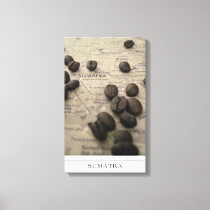 Carte Sumatra avec haricots de café sur toile