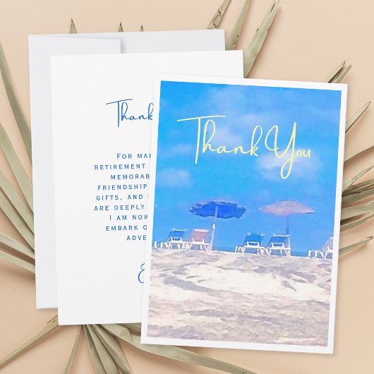 Carte Summer Beach Retirement Party Thank You Card