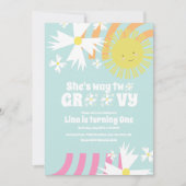Carte Summer Daisy Flower Retro Way Deux Anniversaire Su (Devant)