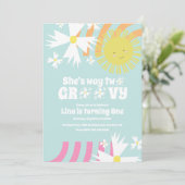 Carte Summer Daisy Flower Retro Way Deux Anniversaire Su (Debout devant)
