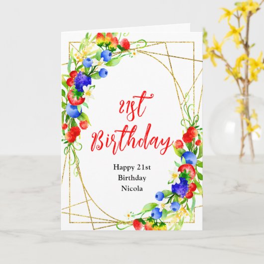 Carte Summer Mixed Berries Birthday (Fleur jaune)
