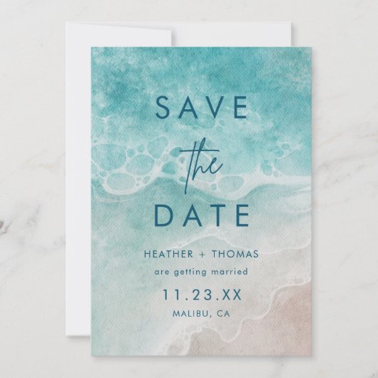 Carte Summer Ocean Blue Beach Elegance Save the Date (Devant)